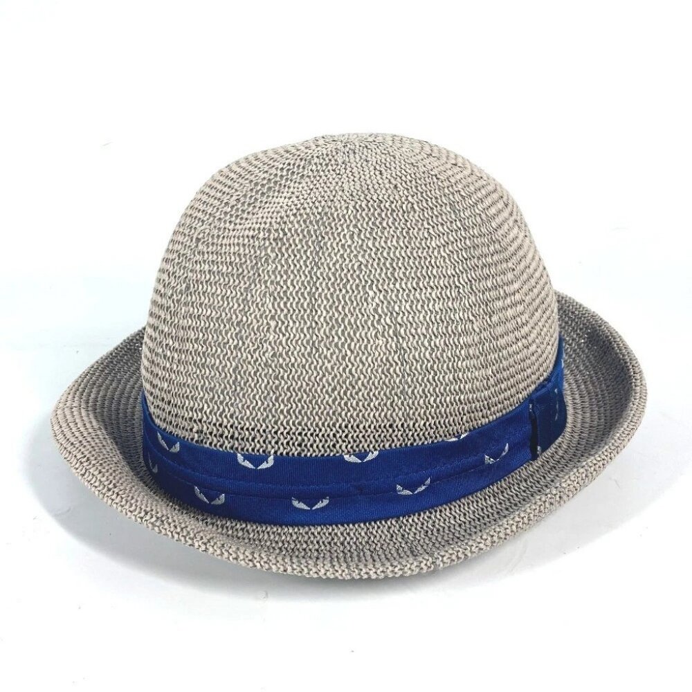 FENDI hat bucket hat bob hat monster Mesh Summer Hat paper gray/blue